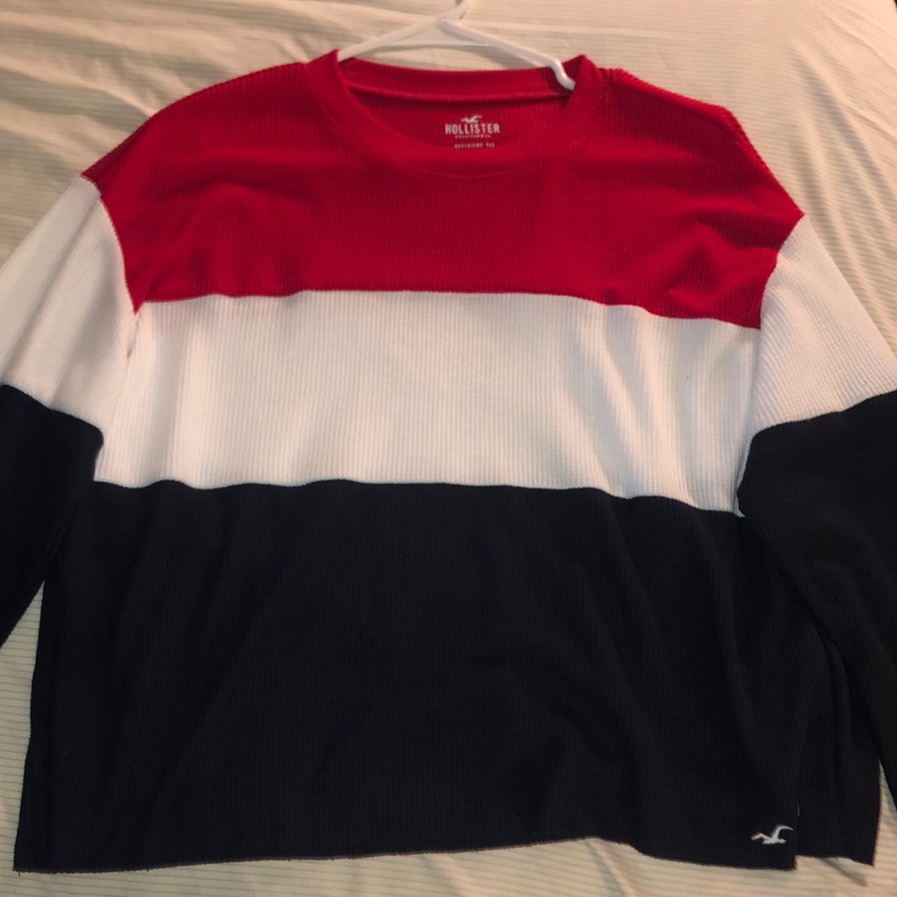 Red, White and Blue Waffle Long Sleeve Tee